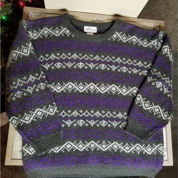 Vintage Just Sasha Purple & Gray Sweater - Picture 5 of 7